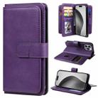 For iPhone 16 Pro Max Multi-Function Wallet 10 Card Slots Leather Phone Case(Violet) - 1