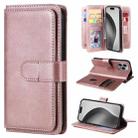 For iPhone 16 Pro Max Multi-Function Wallet 10 Card Slots Leather Phone Case(Rose Gold) - 1