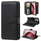 For iPhone 16 Pro Multi-Function Wallet 10 Card Slots Leather Phone Case(Black) - 1