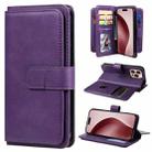 For iPhone 16 Pro Multi-Function Wallet 10 Card Slots Leather Phone Case(Violet) - 1