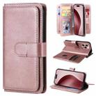 For iPhone 16 Pro Multi-Function Wallet 10 Card Slots Leather Phone Case(Rose Gold) - 1