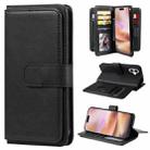 For iPhone 16 Plus Multi-Function Wallet 10 Card Slots Leather Phone Case(Black) - 1