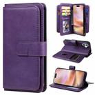 For iPhone 16 Plus Multi-Function Wallet 10 Card Slots Leather Phone Case(Violet) - 1