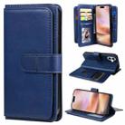 For iPhone 16 Plus Multi-Function Wallet 10 Card Slots Leather Phone Case(Dark Blue) - 1