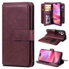 For iPhone 16 Multi-Function Wallet 10 Card Slots Leather Phone Case(Claret) - 1