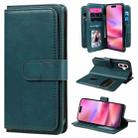 For iPhone 16 Multi-Function Wallet 10 Card Slots Leather Phone Case(Dark Green) - 1
