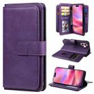 For iPhone 16 Multi-Function Wallet 10 Card Slots Leather Phone Case(Violet) - 1