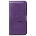 For iPhone 16 Multi-Function Wallet 10 Card Slots Leather Phone Case(Violet) - 3