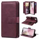 For iPhone SE 2024 Multi-Function Wallet 10 Card Slots Leather Phone Case(Claret) - 1