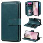 For iPhone SE 2024 Multi-Function Wallet 10 Card Slots Leather Phone Case(Dark Green) - 1