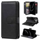 For iPhone 17 Pro Max Multi-Function Wallet 10 Card Slots Leather Phone Case(Black) - 1