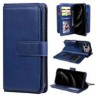 For iPhone 17 Pro Max Multi-Function Wallet 10 Card Slots Leather Phone Case(Dark Blue) - 1