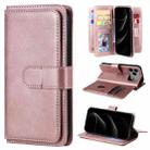 For iPhone 17 Pro Max Multi-Function Wallet 10 Card Slots Leather Phone Case(Rose Gold) - 1