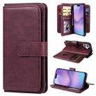 For iPhone 17 Multi-Function Wallet 10 Card Slots Leather Phone Case(Claret) - 1