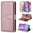 For iPhone 17 Multi-Function Wallet 10 Card Slots Leather Phone Case(Rose Gold) - 1