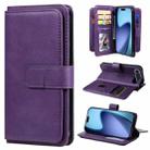 For iPhone 17 Air Multi-Function Wallet 10 Card Slots Leather Phone Case(Violet) - 1
