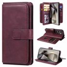 For Samsung Galaxy S25 Ultra 5G Multi-Function Wallet 10 Card Slots Leather Phone Case(Claret) - 1