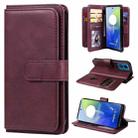 For Motorola Moto G04 / G24 Multi-Function Wallet 10 Card Slots Leather Phone Case(Claret) - 1