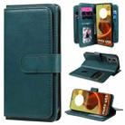 For Motorola Moto G85 Multi-Function Wallet 10 Card Slots Leather Phone Case(Dark Green) - 1