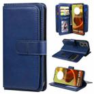For Motorola Moto G85 Multi-Function Wallet 10 Card Slots Leather Phone Case(Dark Blue) - 1