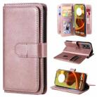 For Motorola Moto G85 Multi-Function Wallet 10 Card Slots Leather Phone Case(Rose Gold) - 1