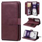 For OPPO Reno12 5G Global Multi-Function Wallet 10 Card Slots Leather Phone Case(Claret) - 1