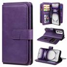 For OPPO Reno12 5G Global Multi-Function Wallet 10 Card Slots Leather Phone Case(Violet) - 1