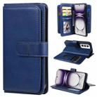 For OPPO Reno12 5G Global Multi-Function Wallet 10 Card Slots Leather Phone Case(Dark Blue) - 1