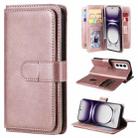 For OPPO Reno12 5G Global Multi-Function Wallet 10 Card Slots Leather Phone Case(Rose Gold) - 1