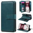 For OPPO Reno12 Pro Global Multi-Function Wallet 10 Card Slots Leather Phone Case(Dark Green) - 1