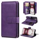 For OPPO Reno12 Pro Global Multi-Function Wallet 10 Card Slots Leather Phone Case(Violet) - 1