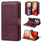 For OPPO Reno12 F 5G Global Multi-Function Wallet 10 Card Slots Leather Phone Case(Claret) - 1