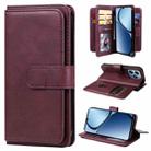 For Realme C63 / C61 / Note 60 Multi-Function Wallet 10 Card Slots Leather Phone Case(Claret) - 1