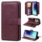 For Redmi 14C 4G Global Multi-Function Wallet 10 Card Slots Leather Phone Case(Claret) - 1