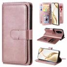 For Honor 200 Pro Multi-Function Wallet 10 Card Slots Leather Phone Case(Rose Gold) - 1