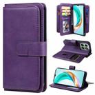 For Honor X6b Multi-Function Wallet 10 Card Slots Leather Phone Case(Violet) - 1