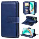 For Honor X6b Multi-Function Wallet 10 Card Slots Leather Phone Case(Dark Blue) - 1