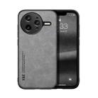 For Redmi K80 Pro Skin Feel Magnetic Leather Back Phone Case(Light Grey) - 1