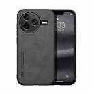 For Redmi K80 Skin Feel Magnetic Leather Back Phone Case(Dark Grey) - 1