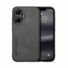 For Redmi Turbo 4 Pro Skin Feel Magnetic Leather Back Phone Case(Dark Grey) - 1