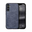 For Samsung Galaxy M55 Skin Feel Magnetic Leather Back Phone Case(Blue) - 1