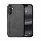 For Samsung Galaxy M15 Skin Feel Magnetic Leather Back Phone Case(Dark Grey) - 1