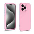 For iPhone 15 Pro Max Two Color Full Protective 3-in-1 Phone Case(Pink) - 1