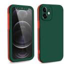 For iPhone 12 Two Color Full Protective 3-in-1 Phone Case(Dark Green) - 1