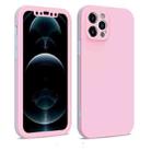 For iPhone 12 Pro Max Two Color Full Protective 3-in-1 Phone Case(Pink) - 1