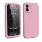 For iPhone 12 mini Two Color Full Protective 3-in-1 Phone Case(Pink) - 1