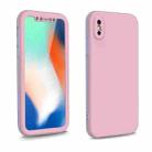 For iPhone XS / X Two Color Full Protective 3-in-1 Phone Case(Pink) - 1