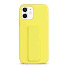 For iPhone 11 Liquid Silicone Holder Phone Case(Yellow) - 1