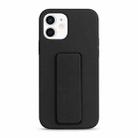 For iPhone 12 Liquid Silicone Holder Phone Case(Black) - 1