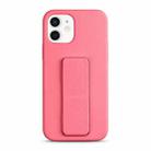 For iPhone 12 Liquid Silicone Holder Phone Case(Rose Pink) - 1